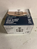 Hampton bay HB2590-34 Hastings 13.5 in. 2-Light Satin Bronze Industrial Caged Drum Ceiling Semi Flush Mount Light