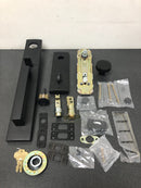 Baldwin EESANxCONCQE190 Santa Cruz Full Plate Single Cylinder Keyed Entry Handleset with Interior Contemporary Knob and Emergency Egress Function - Satin Black