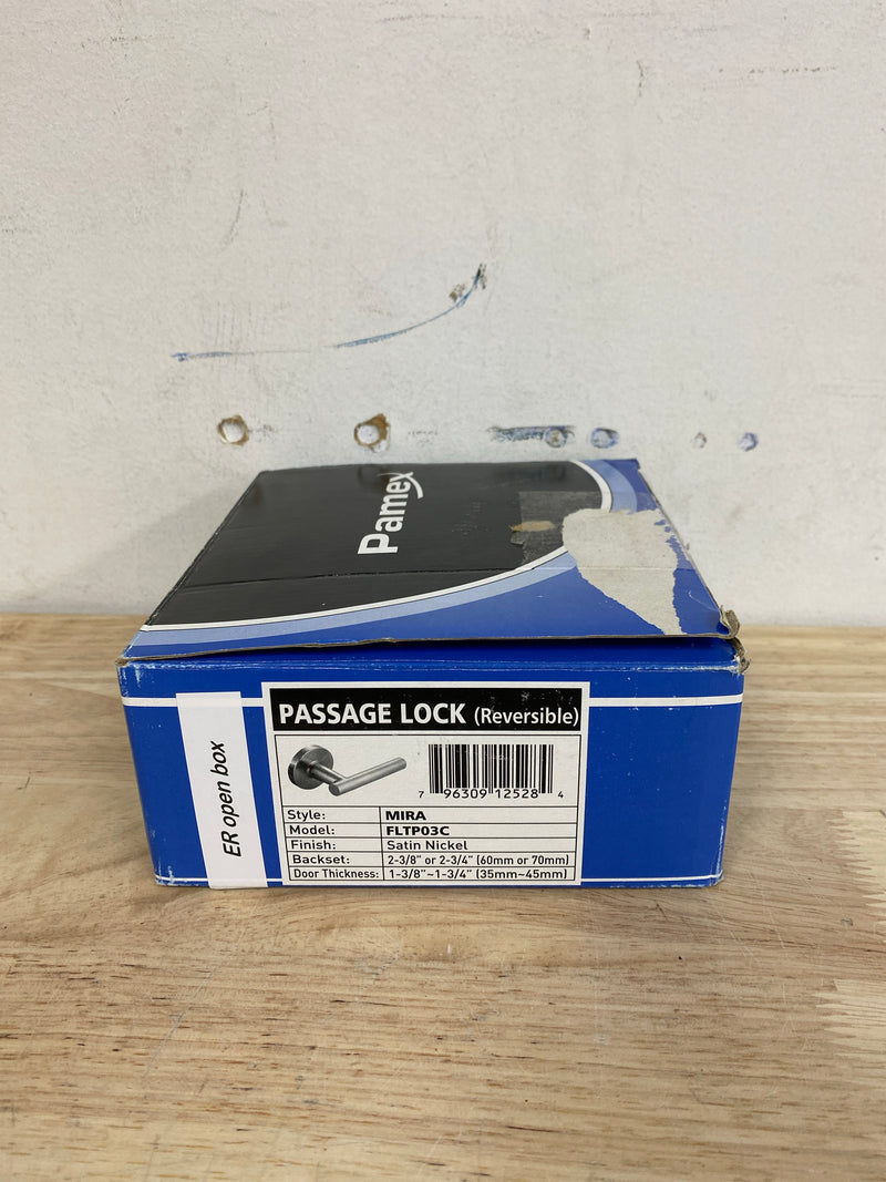 Pamex FLTP03C Mira Lever with Round Rose Passage Lockset Grade 3, Satin Nickel