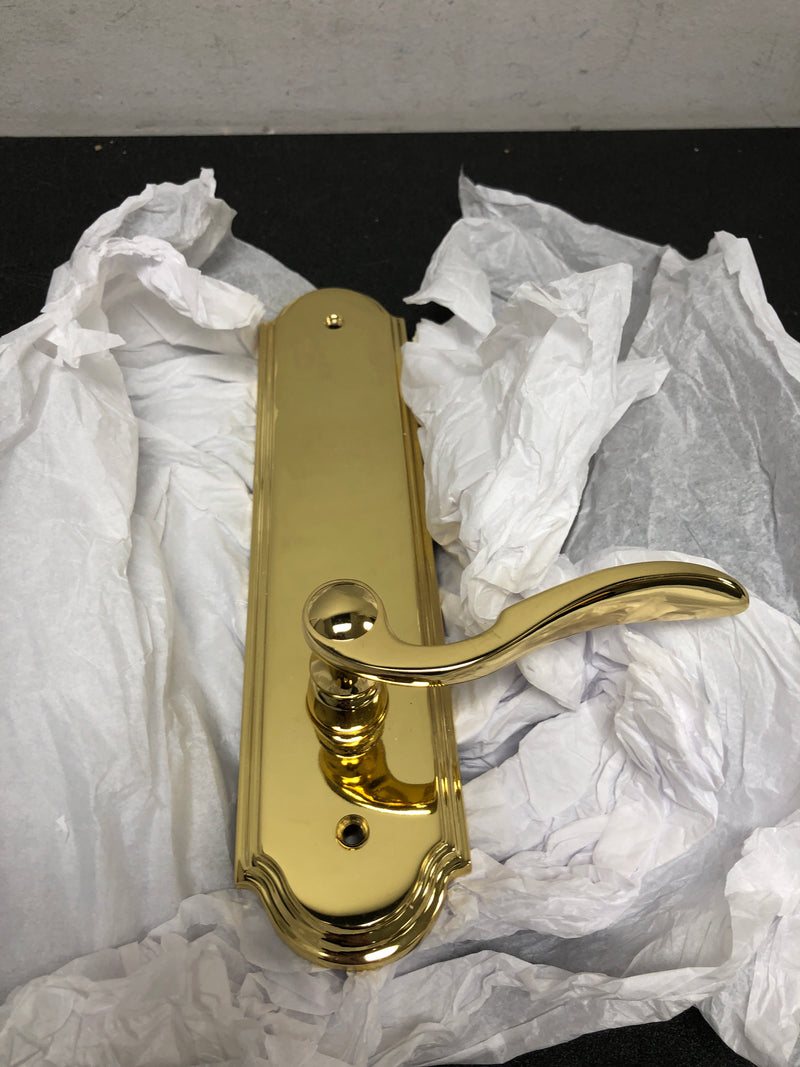 Grandeur 803938 Arc Solid Brass Tall Plate Rose Left Handed Single Dummy Door Lever with Bellagio Lever - Lifetime Brass