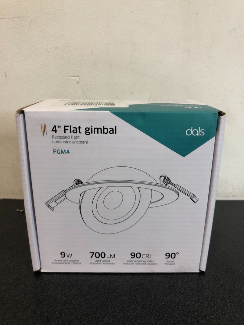 DALS Lighting Flat Gimbal 4" Adjustable LED Canless Recessed Fixture - 3000K