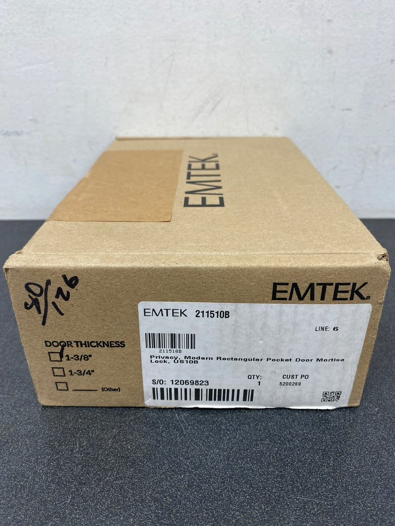 Emtek 2115US10B138 Modern Rectangular 7-1/4 Inch Privacy Mortise Pocket Door Lock for 1-3/8" Thick Doors - Oil Rubbed Bronze