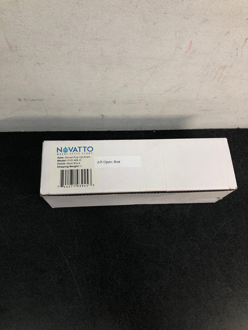 Novatto PUD-MB-O Single Bathroom Vanity Sink Pop Up Drain with Overflow in Matte Black