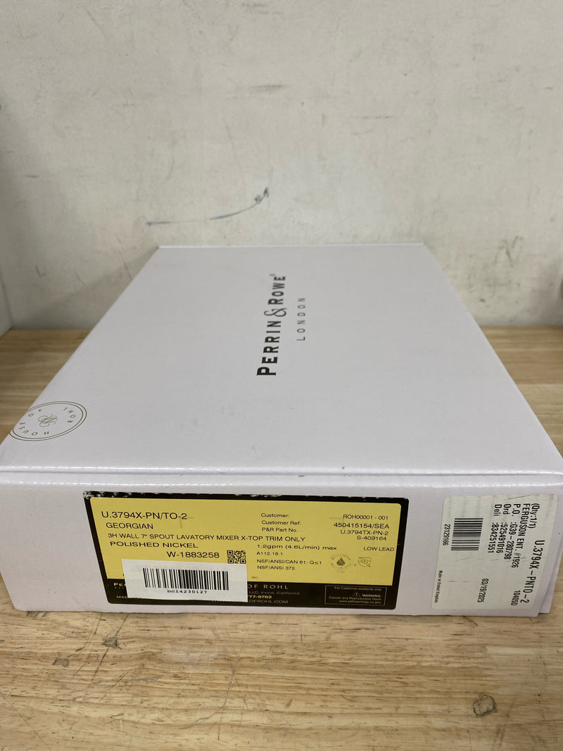 Perrin and Rowe U.3794X-PN/TO-2 Georgian Era 1.2 GPM Wall Mounted Widespread Bathroom Faucet - Polished Nickel