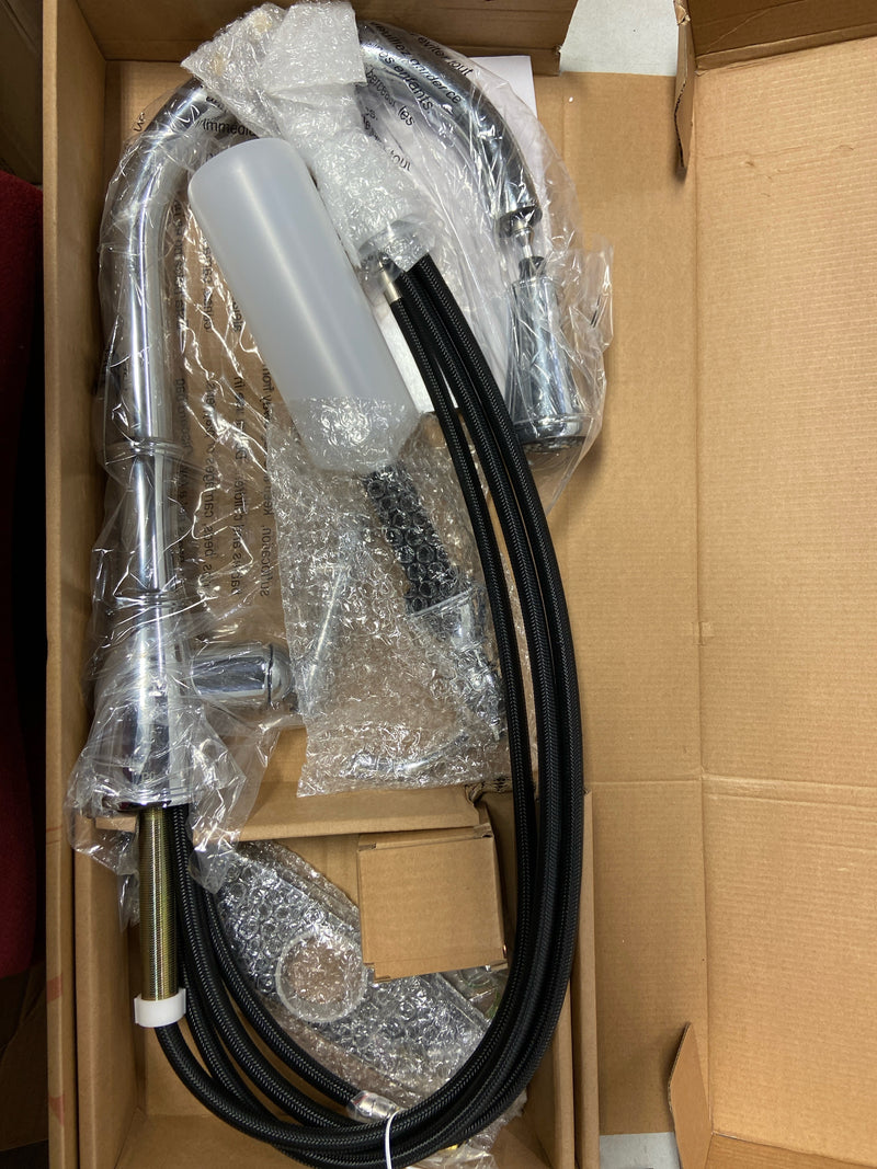 Pfister GT529-WH1C Wheaton Double Handle Pull Down Sprayer Kitchen Faucet with Soap Dispenser 16.94 in Polished Chrome