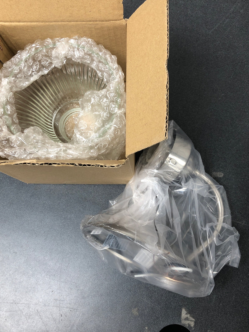 Progress Lighting P3287-09 Economy Fluted Glass Series Single-Light Bathroom Sconce with Clear Ribbed Glass Shade - Brushed Nickel