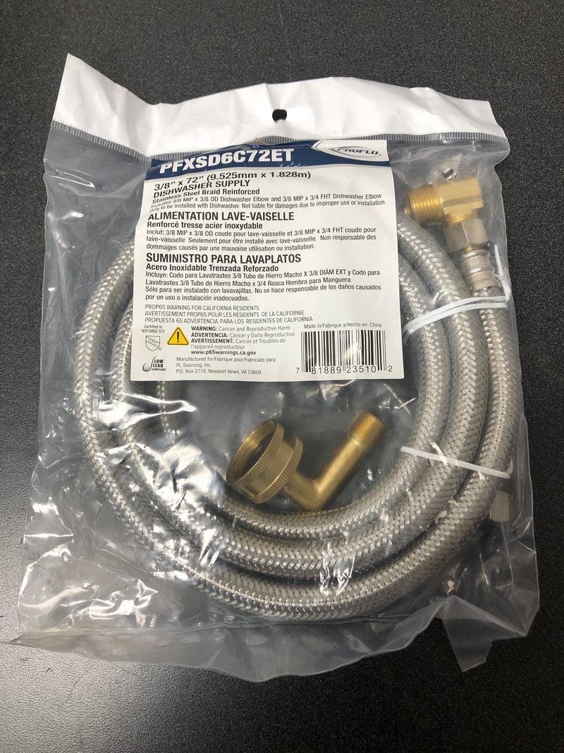 PROFLO PFXSD6C72ET 72" Dishwasher Water Supply Connector Kit - Stainless Steel