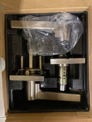 Safe Lock - Daylon Square Rose Lever, Entry Door with Lock and Key, Satin Nickel Finish