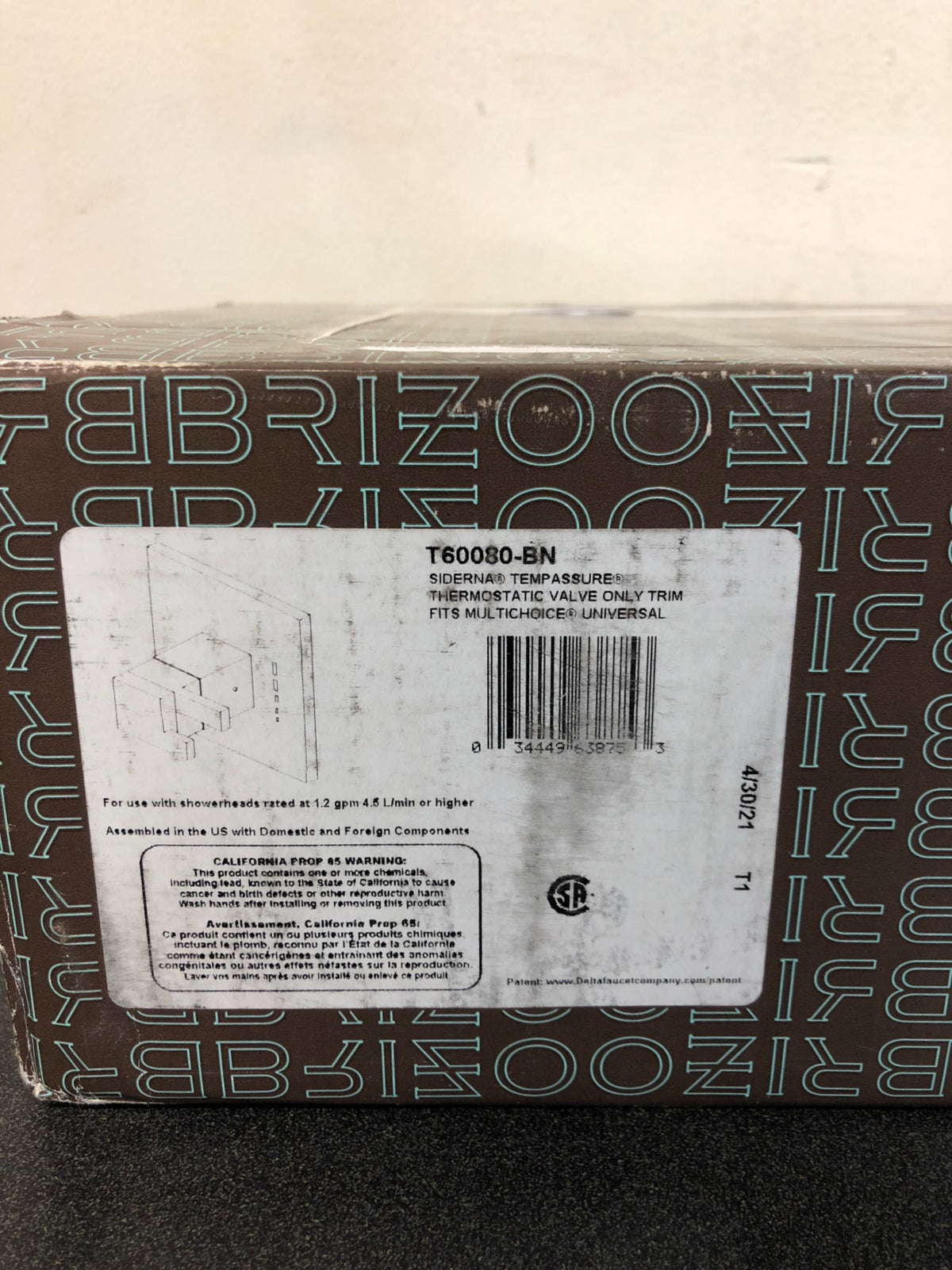 Brizo Siderna Thermostatic Mixing Valve Trim and Cartridge with Independent Volume Control and TempAssure Technology