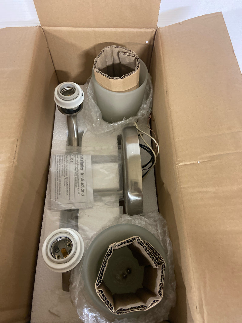 Progress Lighting P2019-09 Inspire Collection Etched Glass Traditional Bath Vanity Light, 2, Brushed Nickel
