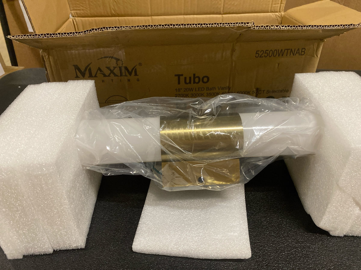 Maxim Lighting Tubo 18'' LED Bath Vanity, Natural Aged Brass