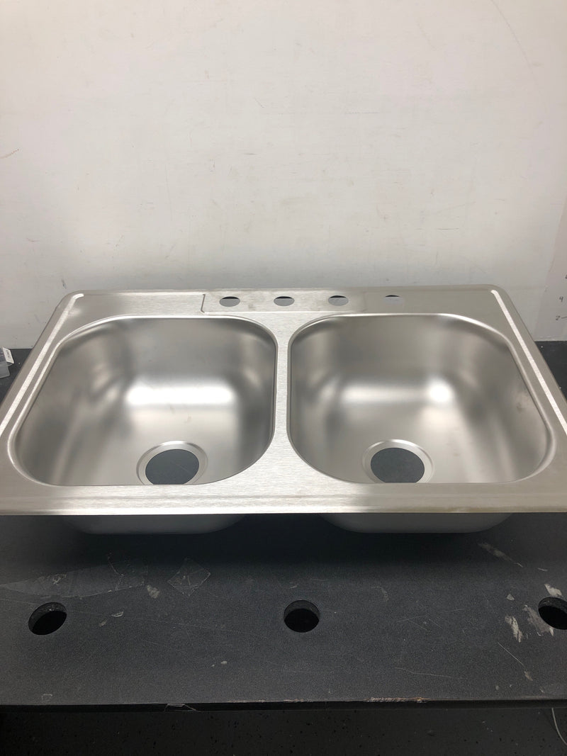 Elkay DD233224 Dayton 33 in. 4-Hole Double Bowl Drop In Stainless Steel Kitchen Sink, 22 Gauge