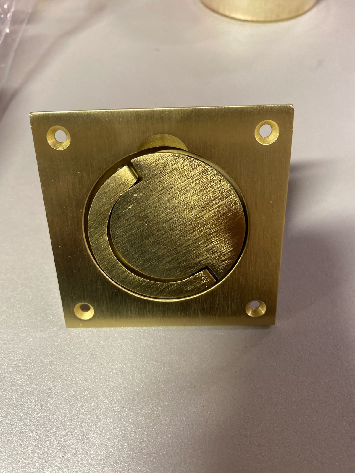 Baldwin 0397.044.SWL 3-1/2 Inch x 3-1/2 Inch Solid Brass Flush Ring Pull for Latches/Locks with Swivel Spindles - PVD Satin Brass