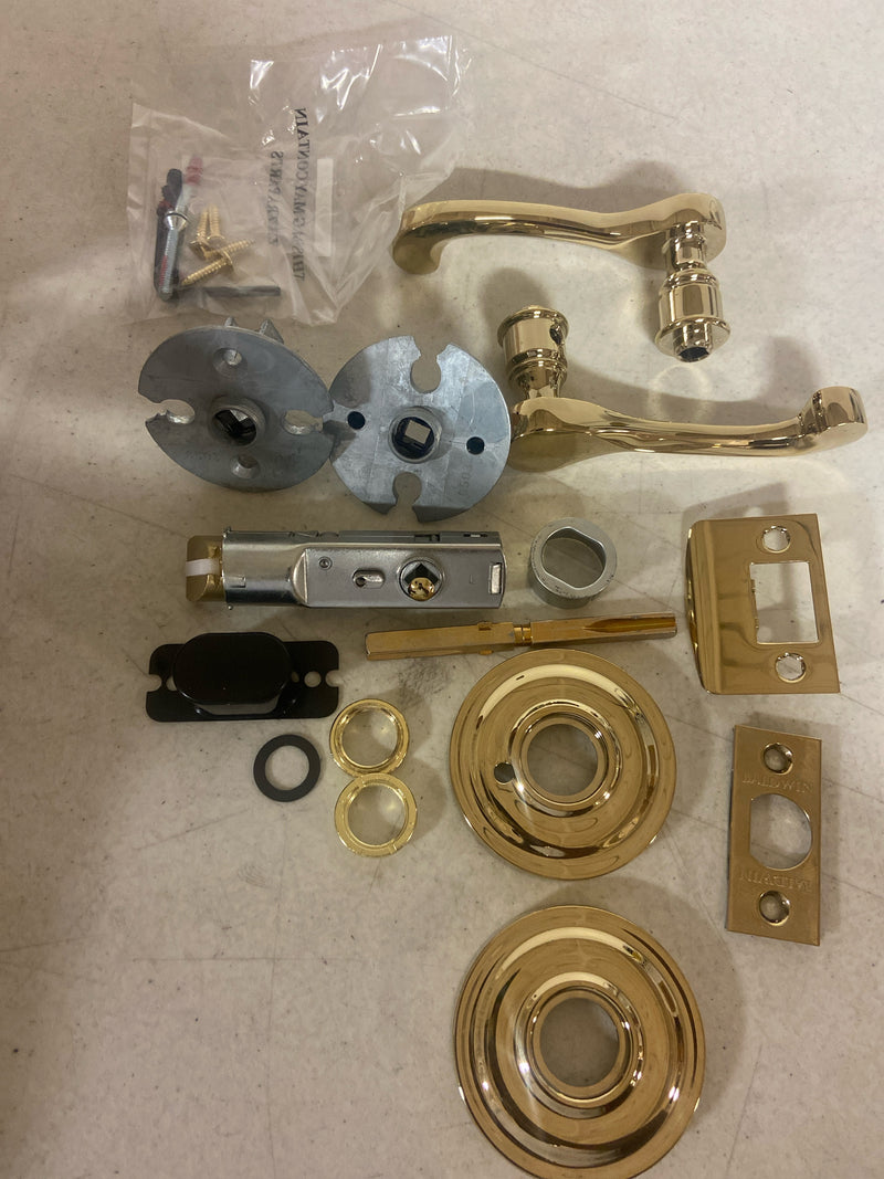 Baldwin 5445V003PRIV 5445V Privacy Door Lever Set with 5048 Rose from the Estate Collection - Polished Brass