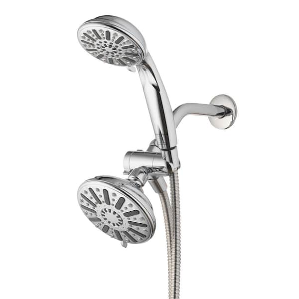 Glacier bay 8469100HC 6-Spray 5 in. Dual Wall Mount Fixed and Handheld Shower Head 1.8 GPM in Chrome