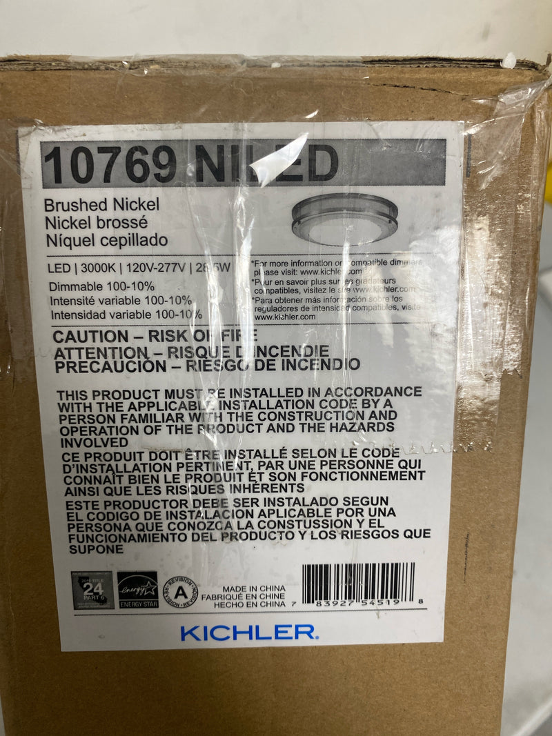Kichler 10769NILED Avon 14" Wide Integrated LED Flush Mount Drum Ceiling Fixture - Brushed Nickel