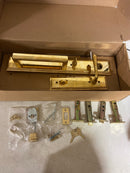 Emtek 4212TUS3NLLH Melrose Left Handed Full Plate Single Cylinder Keyed Entry Handleset with Turino Interior Lever - Unlacquered Brass
