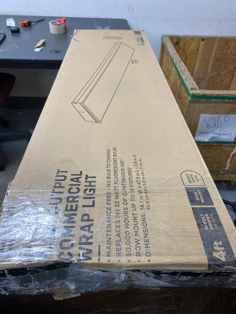 Commercial electric WR484080LSL 4 ft. 8000 Lumens Integrated LED White Wrap Light, 4000K