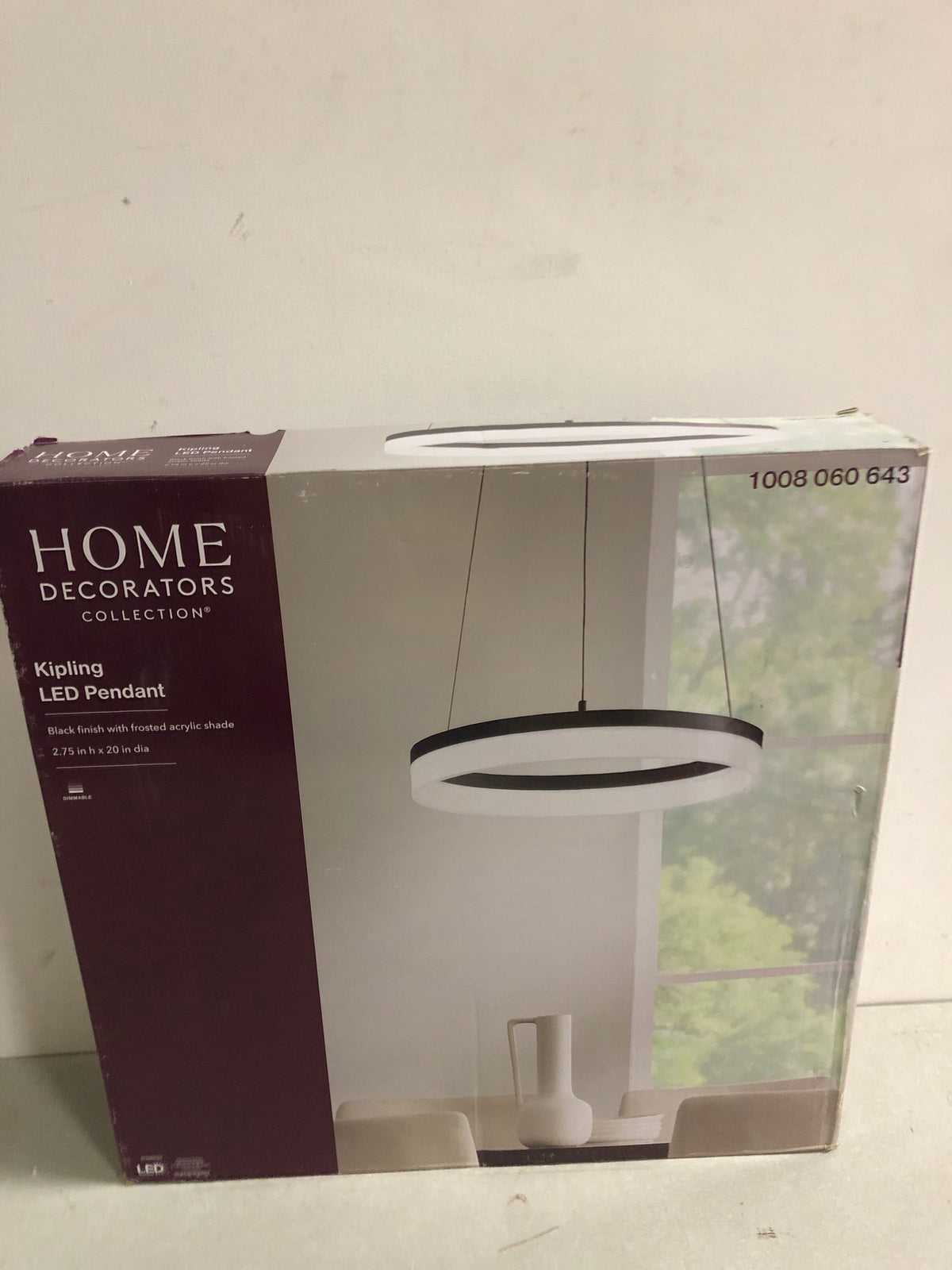Home decorators collection 22826-002 Kipling 35-Watt Black Modern Integrated LED Pendant Light with Frosted Acrylic Shade