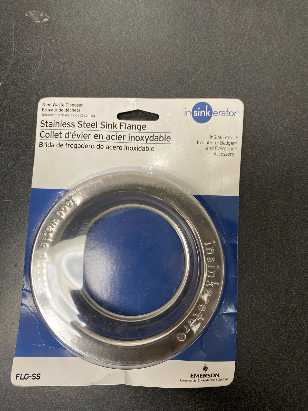 Insinkerator FLG-SS Kitchen Sink Flange in Stainless Steel for InSinkErator Garbage Disposal