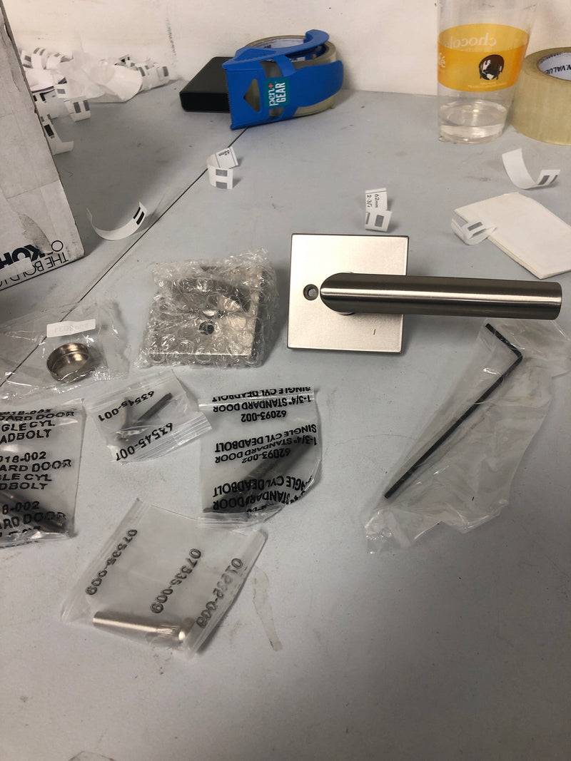 Kwikset 966MILSQT-15.UNIV Milan Lever Single Cylinder Interior Pack with Square Rose for Handlesets - Satin Nickel