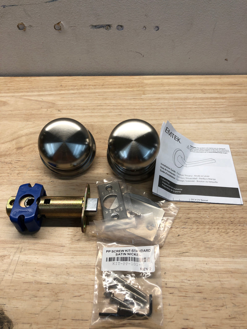 Emtek 8100PUS15 Providence Passage Door Knob Set with Regular Rose from the Brass Classic Collection - Satin Nickel