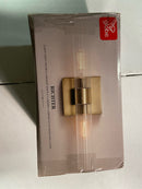 Globe Electric 63000052 18" 2-Light Vanity Light, Matte Brass Finish, Ribbed Glass Shade, Bathroom Décor, Home Décor, Home Improvement, Soft Glam Light, Makeup Lighting, Beauty Room Accessories