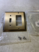 Nostalgic Warehouse 720102 Deco Vintage 2 Gang Single Toggle and Single Rocker Light Switch Wall Cover Plate - GFI - Unlacquered Brass