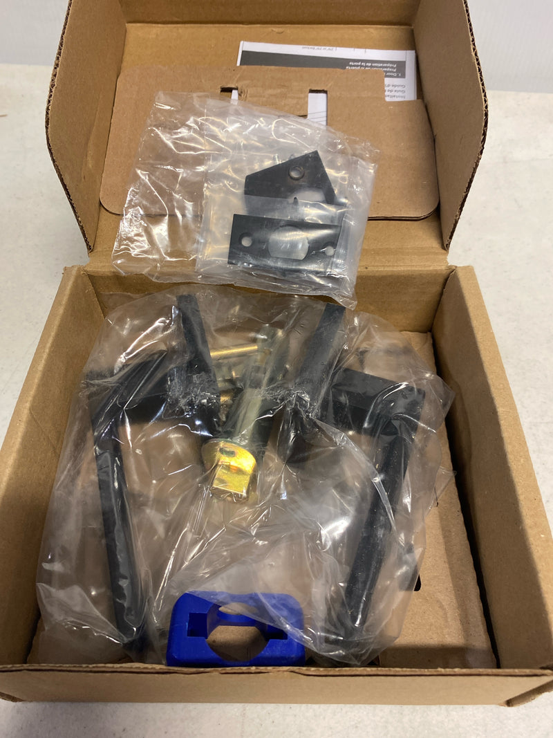 EMTEK Square Rosette Privacy Set with Matching Finish Dumont Lever - Choice of Left/Right Handing and 7 Finishes - 5210DTRHUS19 - Right Handed (RH) - Flat Black (US19)