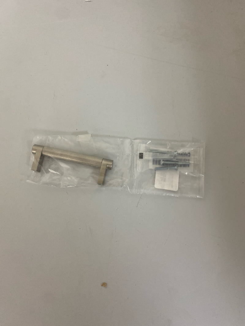 Emtek Select Knurled Cabinet Pull with Satin Nickel (US15) Stem Finish - Choice of Size - 84052.RECUS15.KNUS15 - Center-to-Center: 3 1/2"