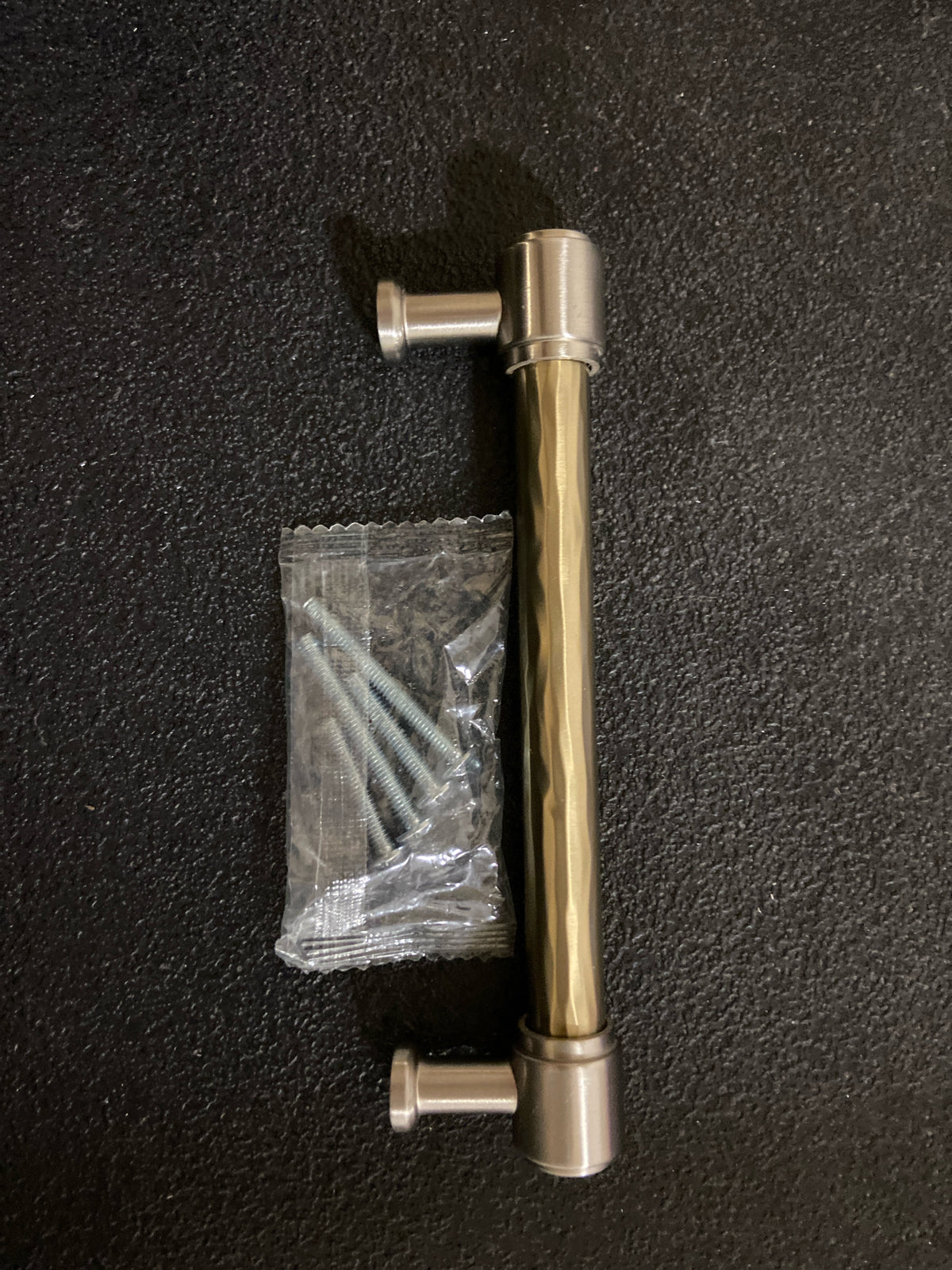 Signature Hardware 489673 Lazzara 5-1/16 Inch Center to Center Hammered Bar Cabinet Pull - Golden Champagne / Satin Nickel