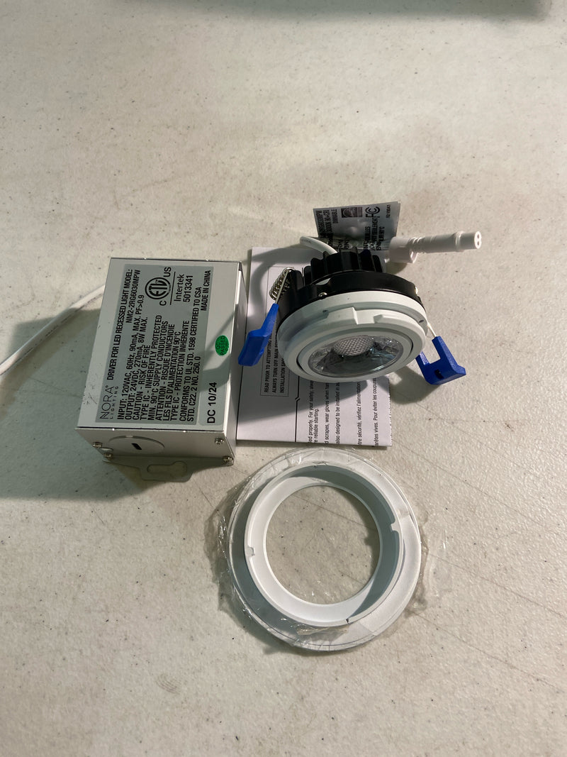 Nora Lighting NM2-2RG6030MPW M2 LED Canless Recessed Fixture with 3" Adjustable Trims - IC Rated - Matte Powder White