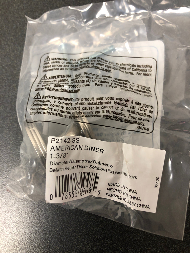 Hickory Hardware P2142-SS American Diner 1-3/8 Inch Large Retro 50s Diner Cabinet Knob / Drawer Knob - Stainless Steel