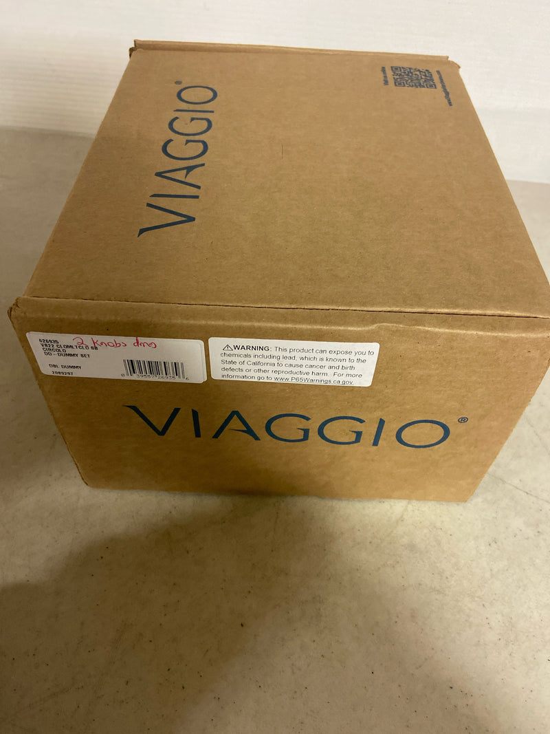 Viaggio CLOMLTCLO_DD Motivo Solid Brass Non-Turning Two-Sided Dummy Door Knob Set with Circolo Brass Knob and Leather Rosette - Satin Brass