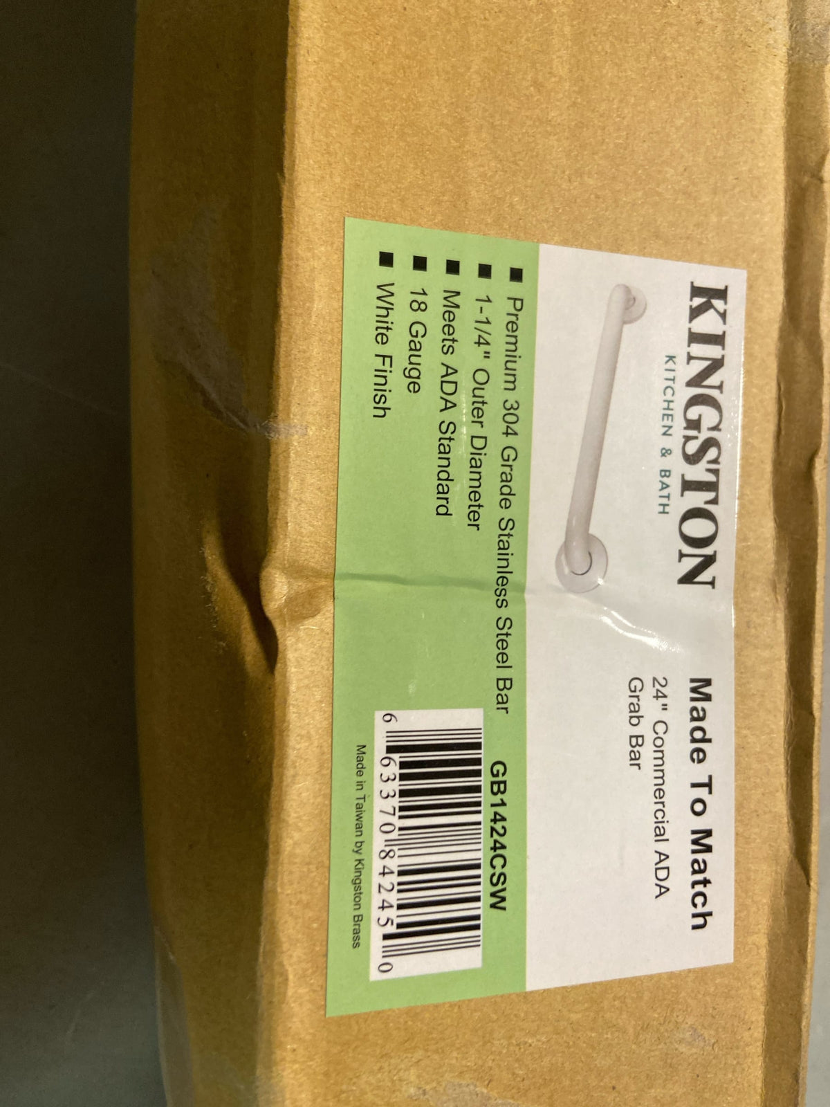 Kingston Brass GB1424CSW Made To Match 24" Grab Bar - White