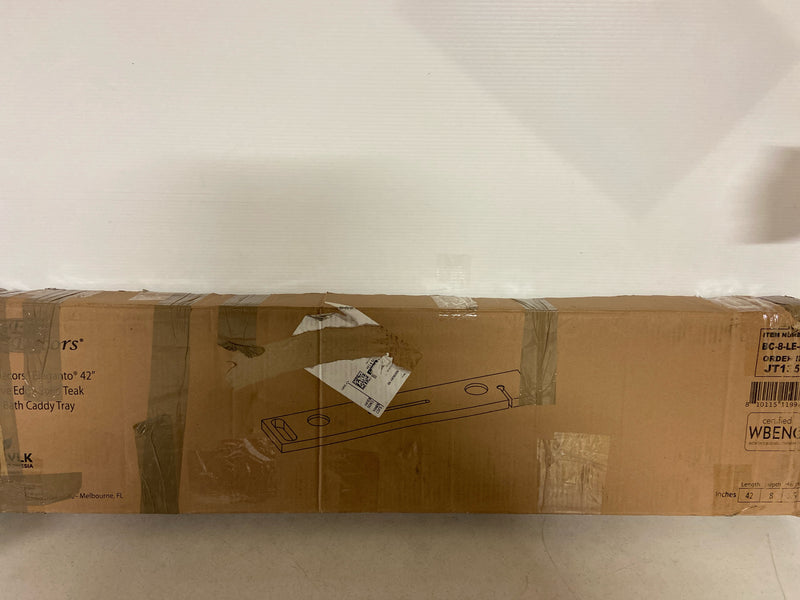 EcoDecors Eleganto 42" Live Edge Solid Teak Bath Caddy Tray with Handle, Book & Tablet Holder, Wine Glass Holders, Luxury Bathtub Tray