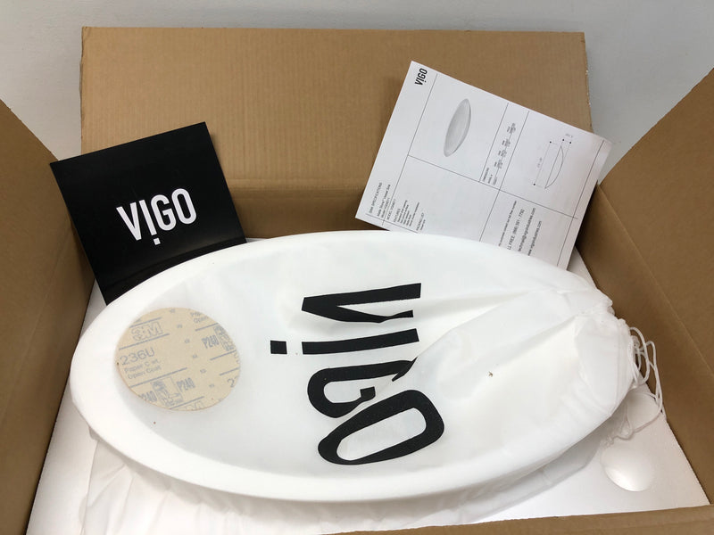 Vigo VG04011 Wisteria 13-1/2" Oval Stone Composite Vessel Bathroom Sink - White