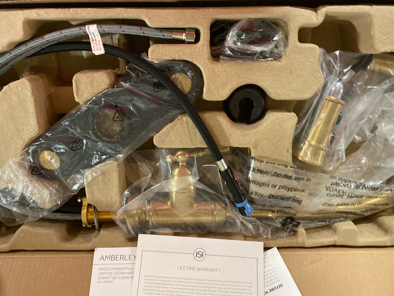 Signature hardware 476858 Amberley Single Handle Pull Down Kitchen Faucet in Brushed Gold
