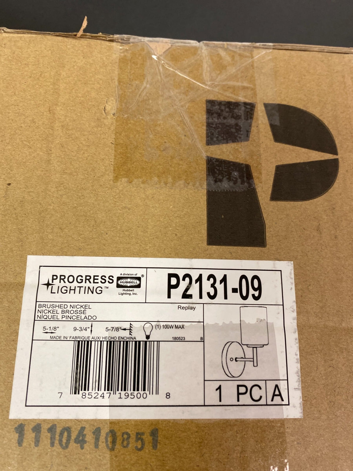 Progress lighting Replay Collection 1-Light Brushed Nickel Etched White Glass Modern Bath Vanity Light
