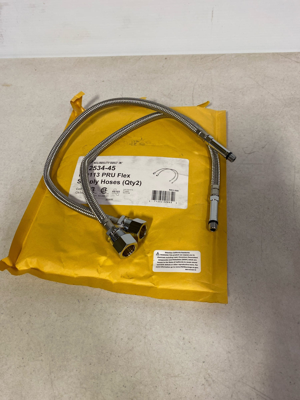 T and S Brass 012534-45 B-0113 PRU Flex Supply Hoses (Qty2) - Chrome