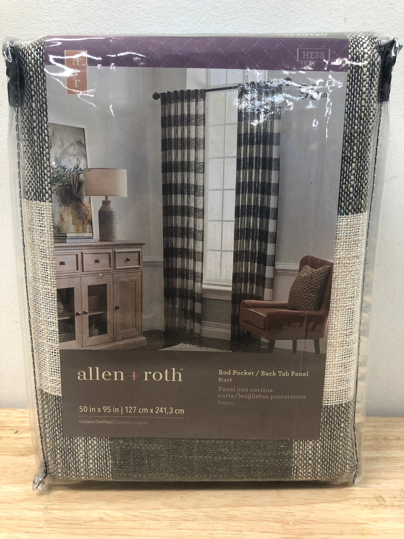 Allen + Roth 95-in Back Tab Curtains, Black - 2 Panels