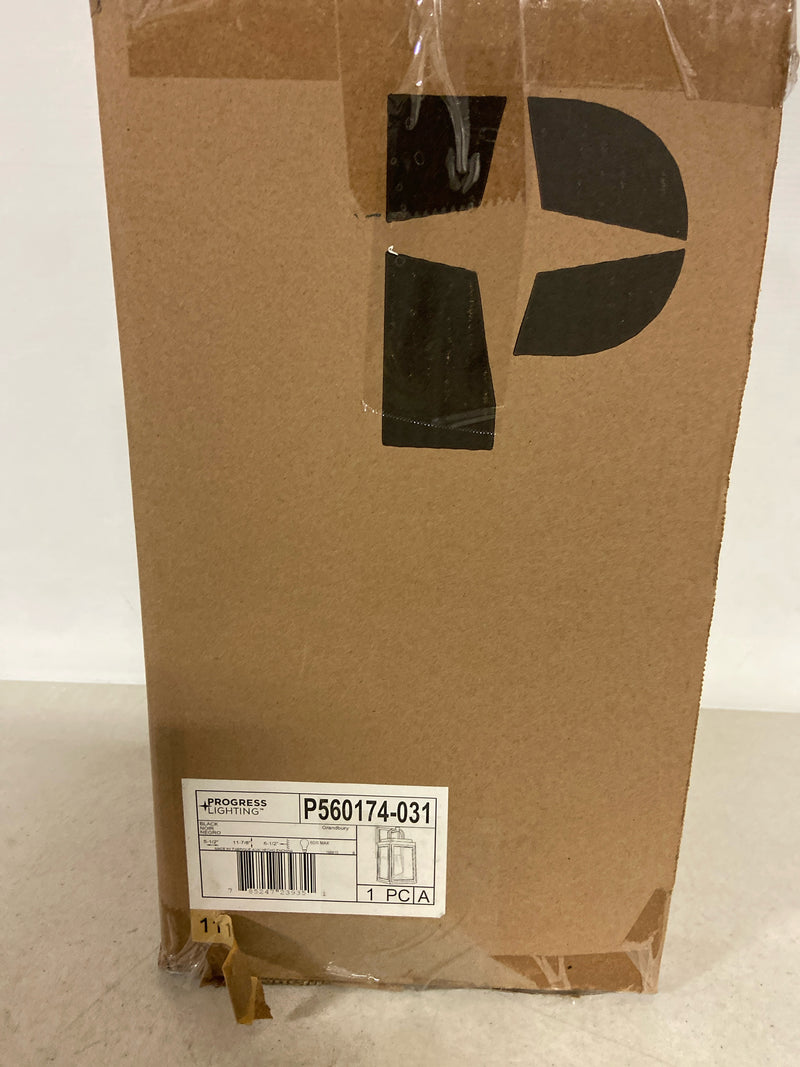 Progress lighting P560174-031 Grandbury Collection 1-Light Textured Black Clear Glass Farmhouse Outdoor Small Wall Lantern Light