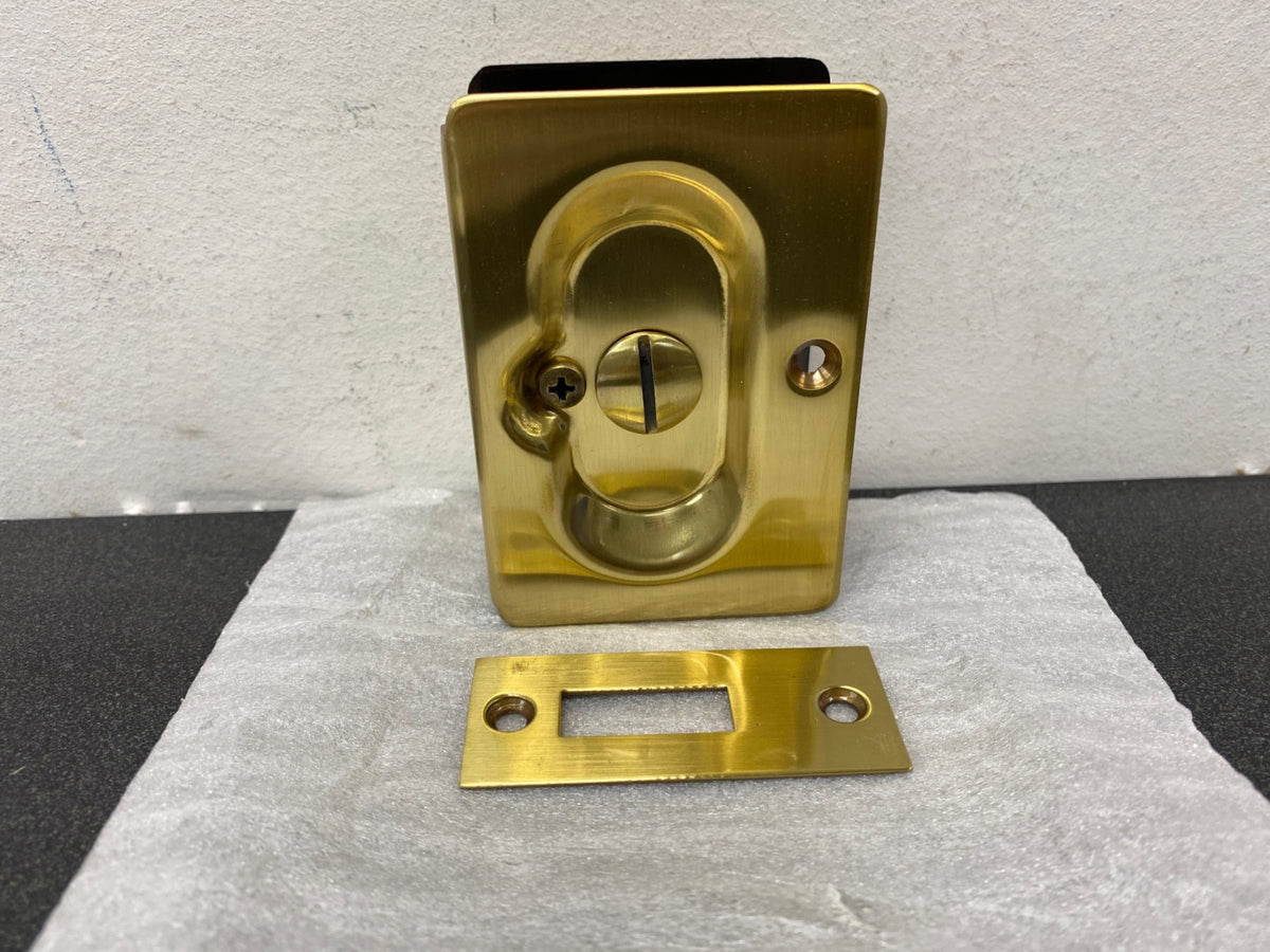 Emtek 2102US7 3-1/2 Inch Height Solid Brass Privacy Pocket Door Lock - French Antique