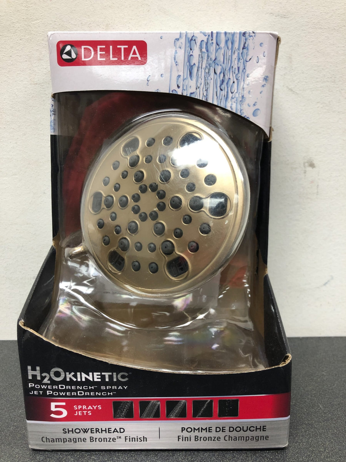 Delta 52638-CZ18-PK Universal Showering 1.75 GPM Multi Function Shower Head with H2Okinetic Technology - Champagne Bronze
