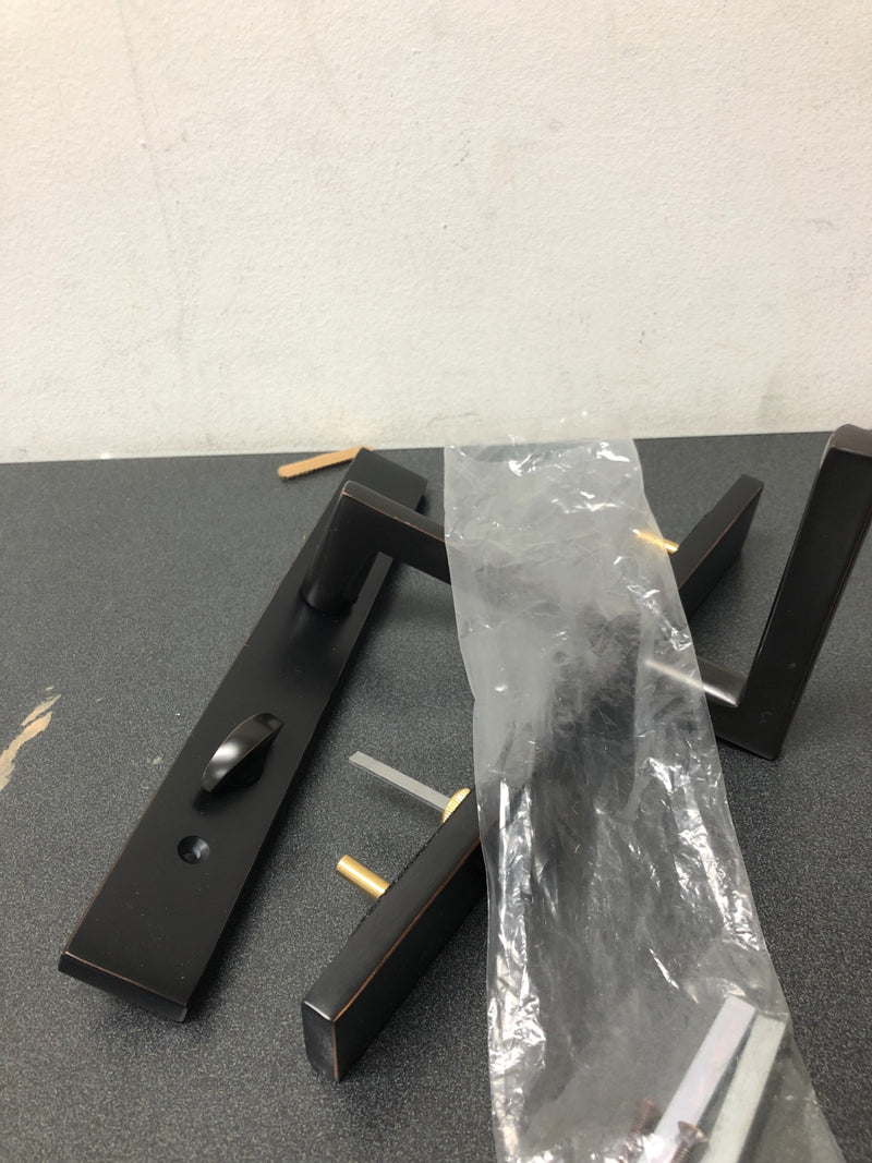 Emtek 12A5US10B Brass Modern Door Configuration 2 Inactive Multi Point Narrow Trim Lever Set with American Cylinder Above Handle - Oil Rubbed Bronze