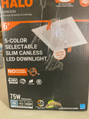 Halo HLB6S099FSE010MWR HLB 6 in. Selectable White Square New Construction/Remodel Canless Recessed Integrated LED Downlight Kit
