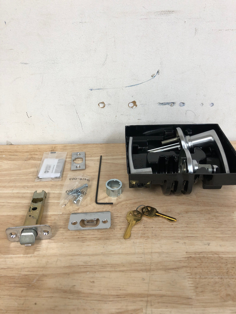 Kwikset Delta Entry Door Handle with Lock and Key, Secure Keyed Reversible Lever Exterior, Doorlock, For Front Entrance and Bedrooms, Satin Chrome, Pick Resistant Smartkey Rekey Security