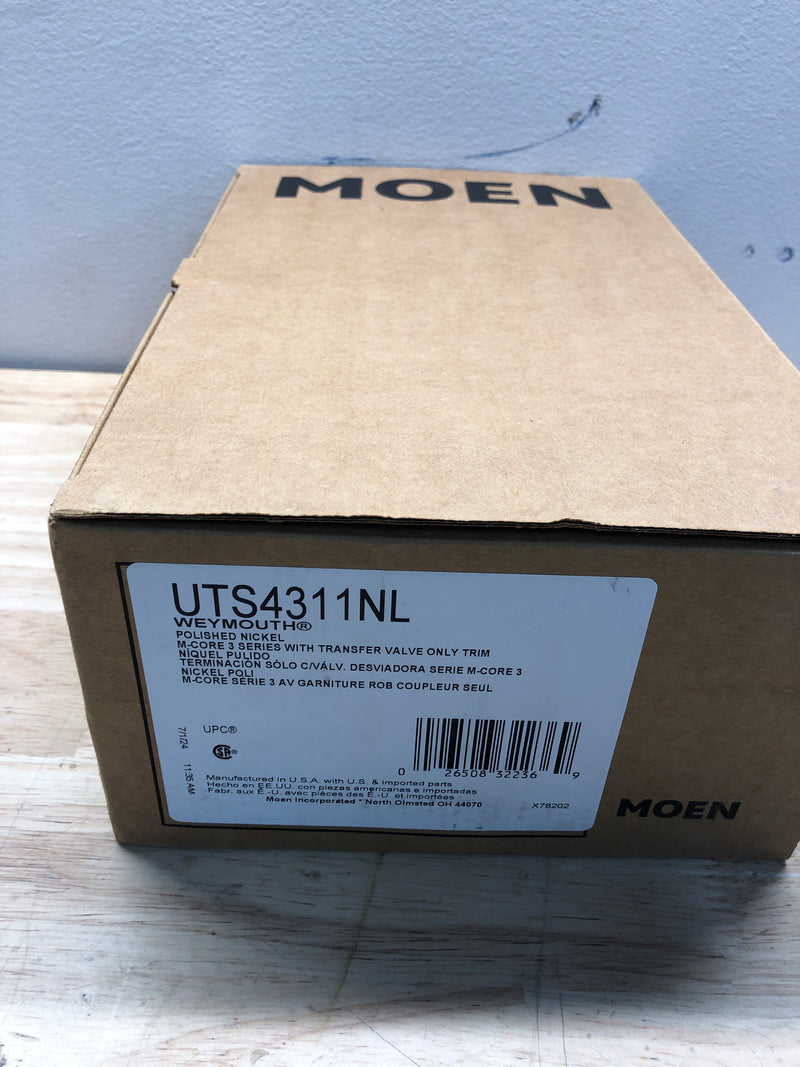 Moen UTS4311NL Weymouth 2 Function Pressure Balanced Valve Trim Only with Double Lever Handle, Integrated Diverter - Less Rough In - Polished Nickel