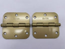 2 Emtek Steel Plain Bearing Hinges 920334 Satin Brass US4 Finish 3.5" x 3.5"