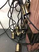 Oukaning HG-ZYLGJ-1553 46.46 in. 10-Light Rustic Industrial Brown Linear Island Chandelier Metal and Wood Pendant Lamp